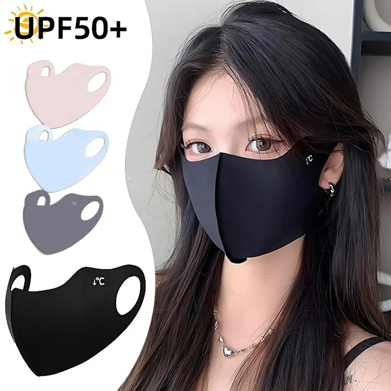 Surgical Mask - 1/2/4 ชิ้นหน้ากากป้องกันรังสียูวีผู้ใหญ่เด็กหน้ากากคล้องหูฤดูร้อนสีดำเหมาะสำหรับการเดินทางระบายอากาศได้ดีน้ำหนักเบาล้างทำความสะอาดได้
