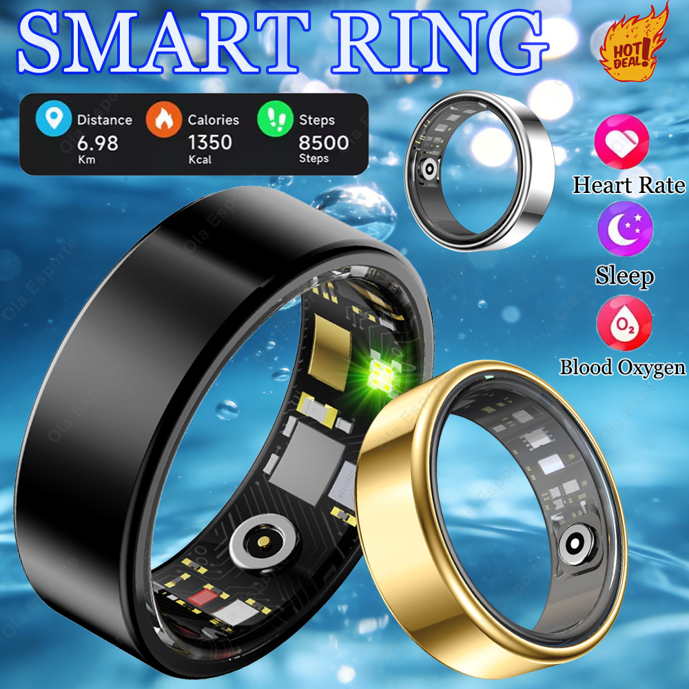 Blood Pressure Monitor - แหวนอัจฉริยะอเนกประสงค์รุ่นใหม่ สำหรับผู้ชายและผู้หญิง พร้อมเคสชาร์จ ตรวจวัดอัตราการเต้นของหัวใจและออกซิเจนในเลือด กันน้ำ สำหรับ