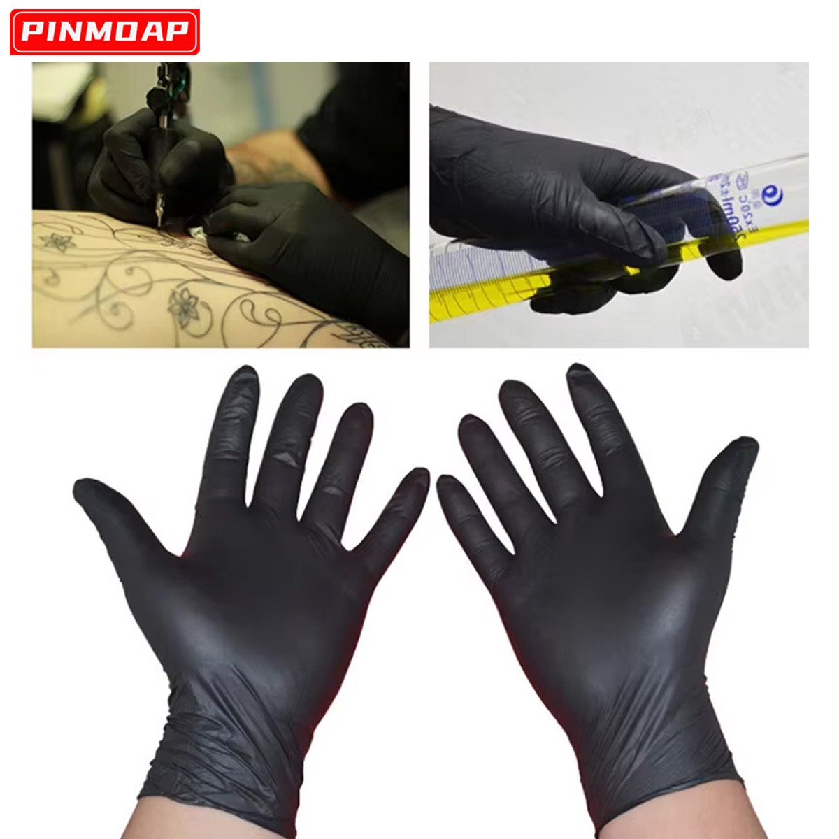 10/50 ชิ้นถุงมือไนไตรล์สีดําแบ - Medical Gloves บทวิจารณ์และราคา