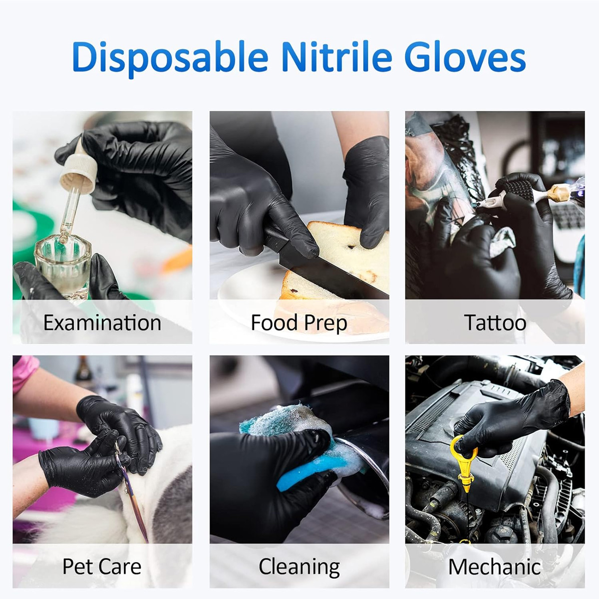 10/50 ชิ้นถุงมือไนไตรล์สีดําแบ - Medical Gloves บทวิจารณ์และราคา